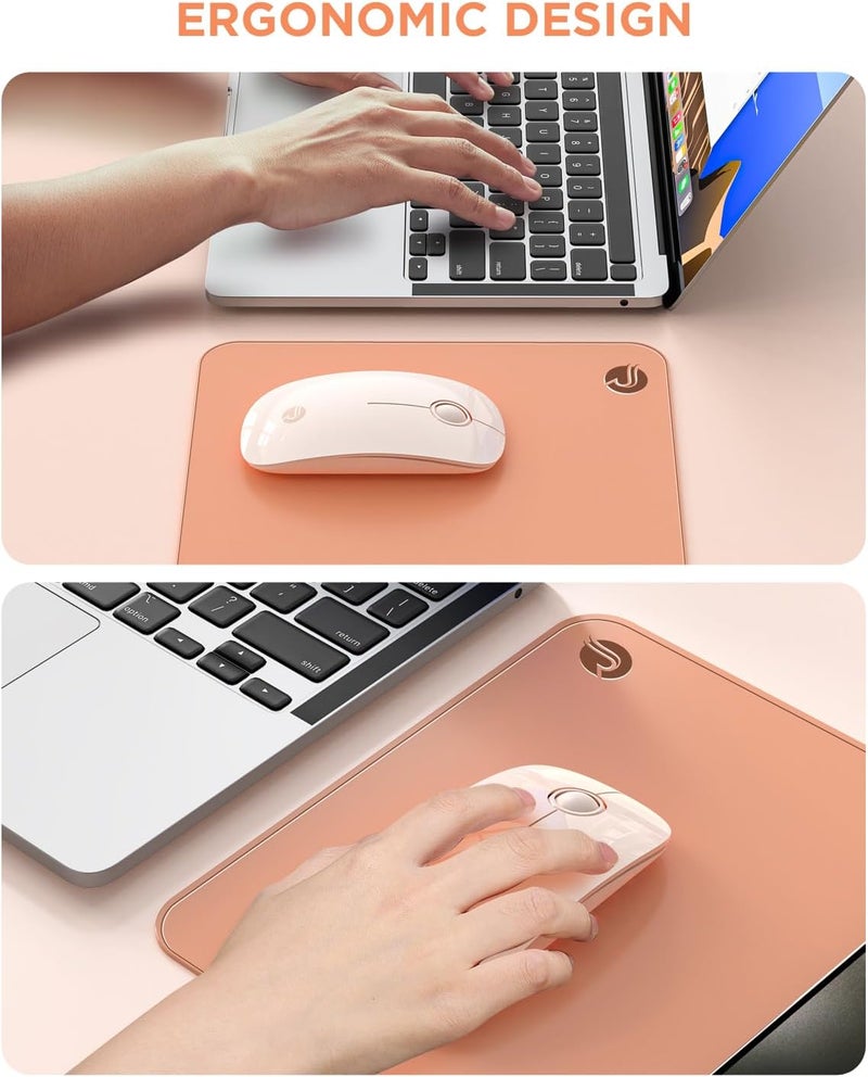 RAPIQUE Bluetooth Wireless Mouse - (BT5.1+USB) Slim Dual Mode Computer Mice with Quiet Click, Low Power, and 1600 DPI, Portable Cordless Mouse for MacBook, Laptop, iPad Pro/Air, Tablet (Pink) - Image 3